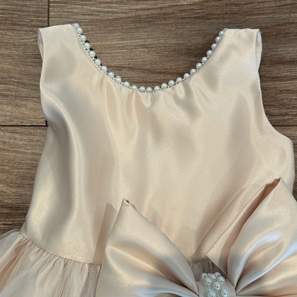 Sweet Kids Girls 3T SK781 Champagne Satin and Pearl with Tulle - Picture 4 of 12